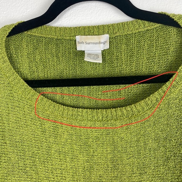 Soft Surroundings Knit Oversized Short Sleeve Green Sweater women’s Small/Medium - Picture 9 of 10